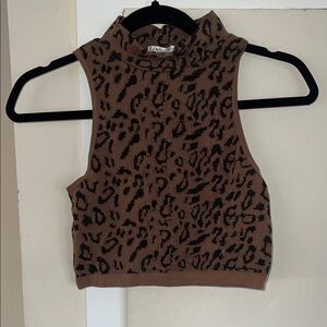 Bozzolo Brown and Black Leopard Crop Top